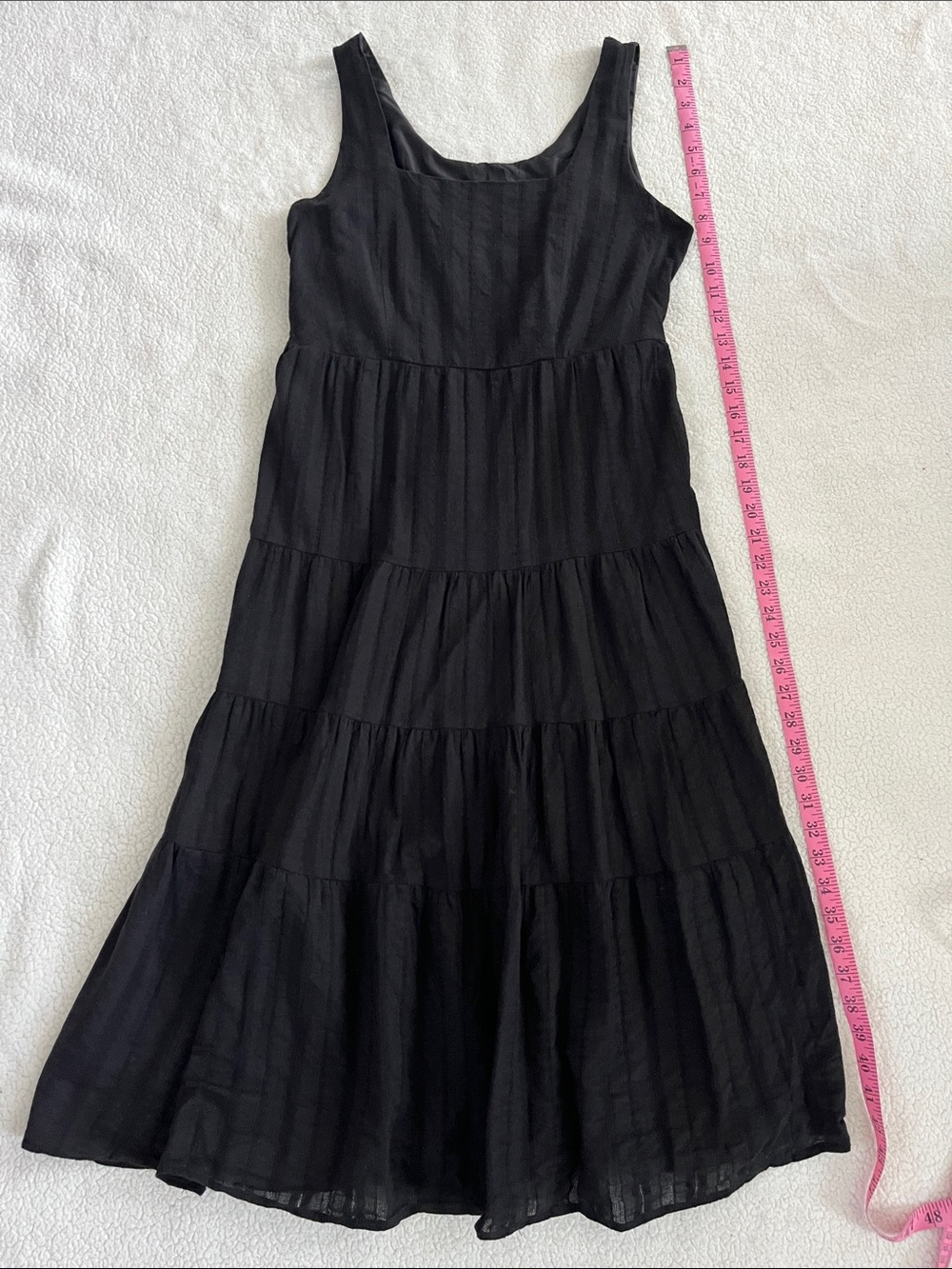 Zesica Women's Square Neck Black Tiered Sleeveless Midi Dress
